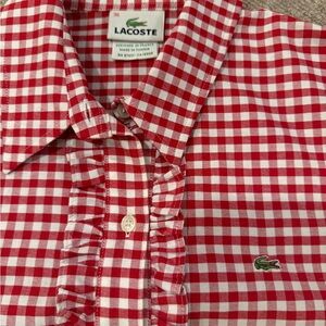Lacoste women’s short sleeve plaid button down size 36 small